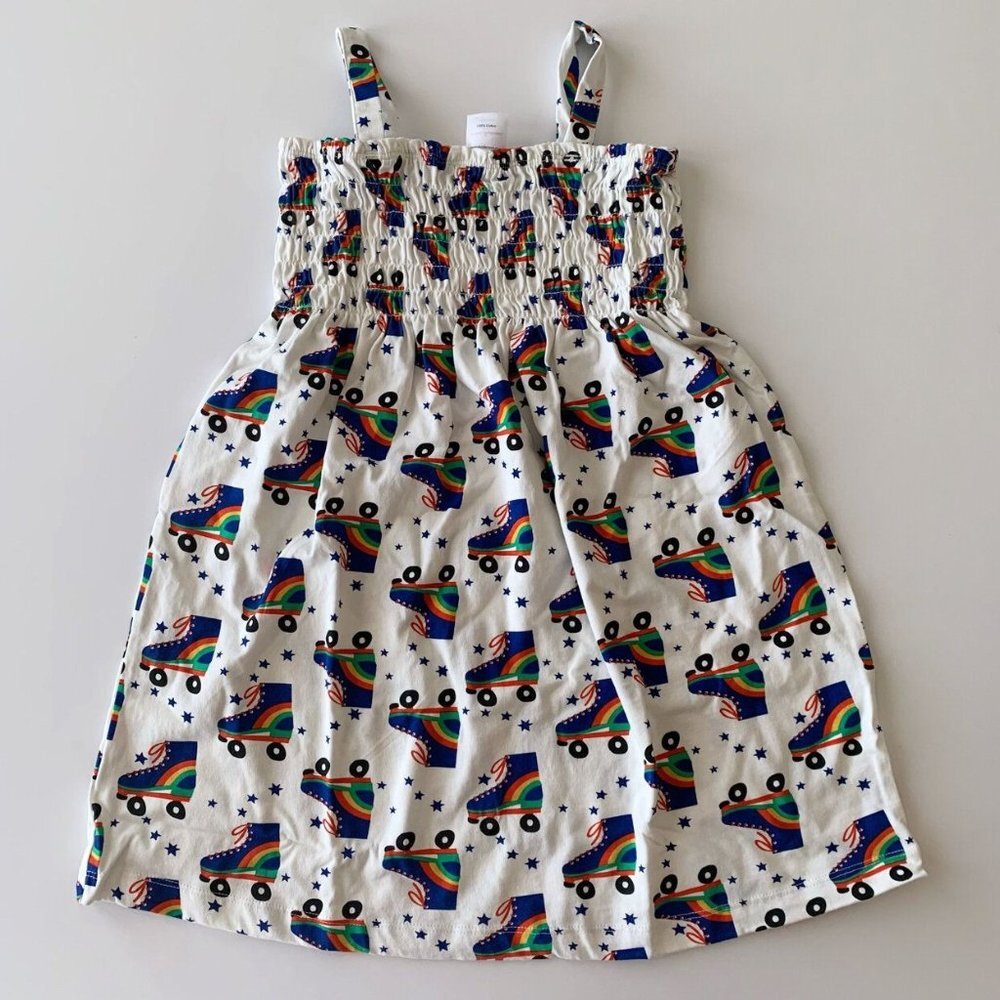 Hanna Andersson Girl Print Smocked Dress 6-7 Years 120 Cm